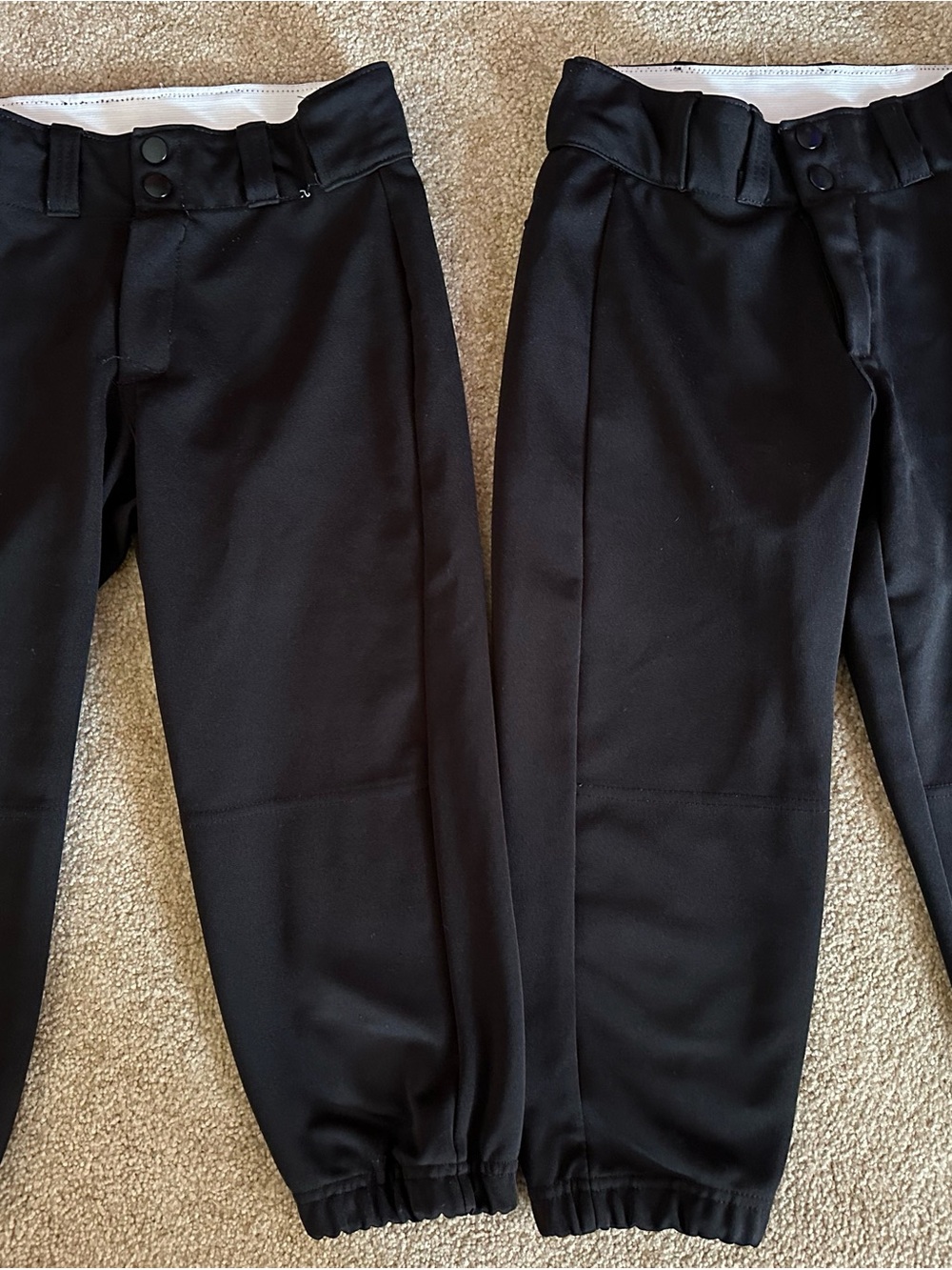 Kids Black Athletic Softball Pants 2 pairs